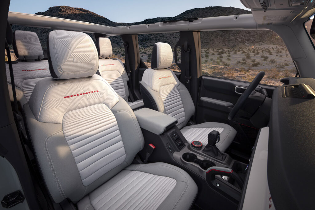 Ford Bronco interior gray white seats